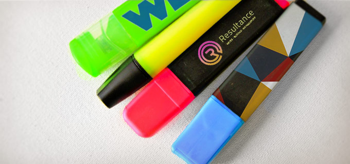 Bedruckte Textmarker mit Logo