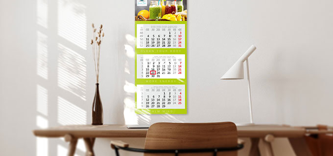 Bedruckter Kalender im Büro